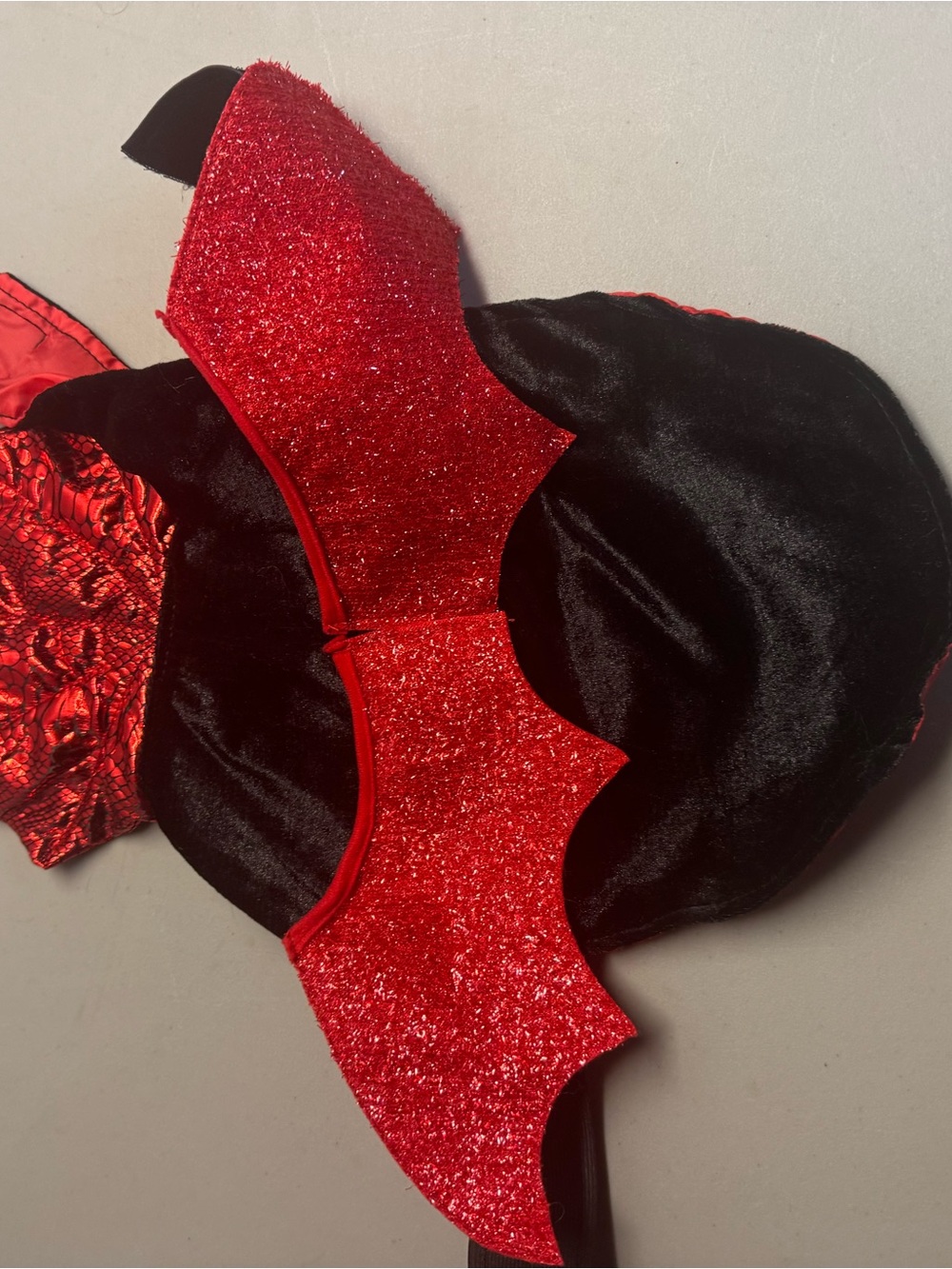 Red Glitter Bat Wing Bra Top